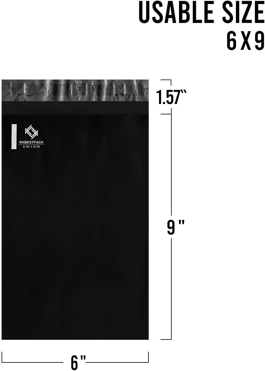 Black Poly Mailers 6x9 in, Small Shipping Bags, 100 Pcs