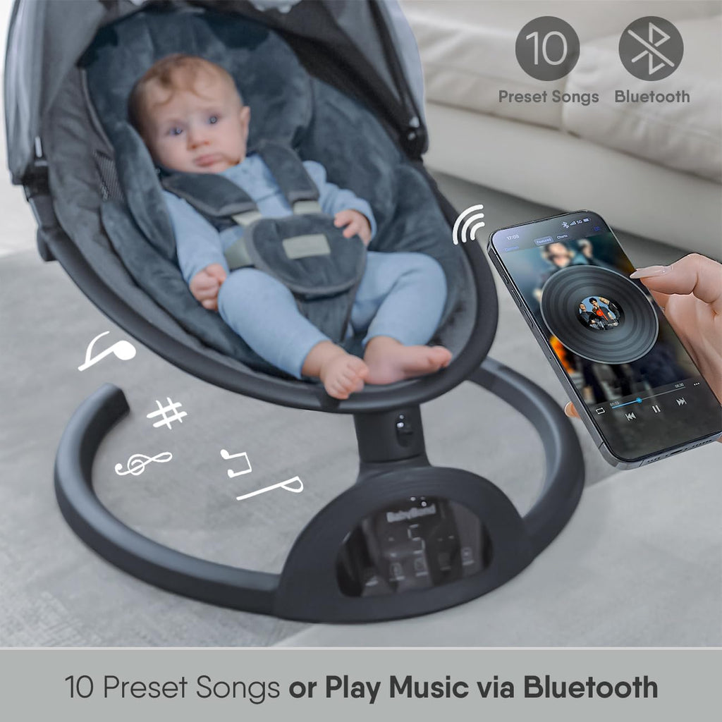 Baby Swings for Infants, Bluetooth Infant Swing with Music Speaker | Baby Swing with 3 Seat Positions, 5-Point