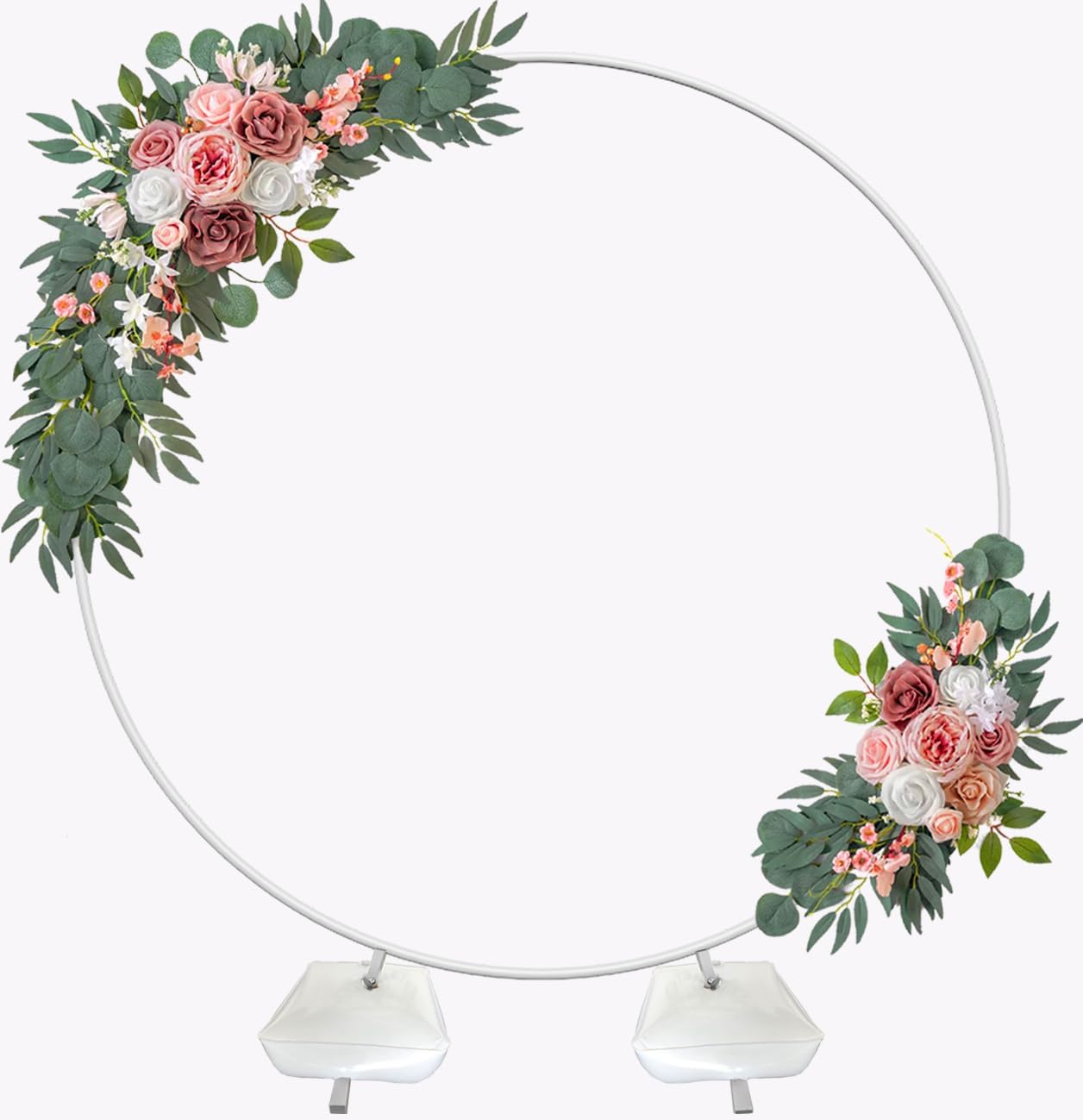 7 Ft Round Backdrop Stand, Metal Wedding Arch for Ceremony, White