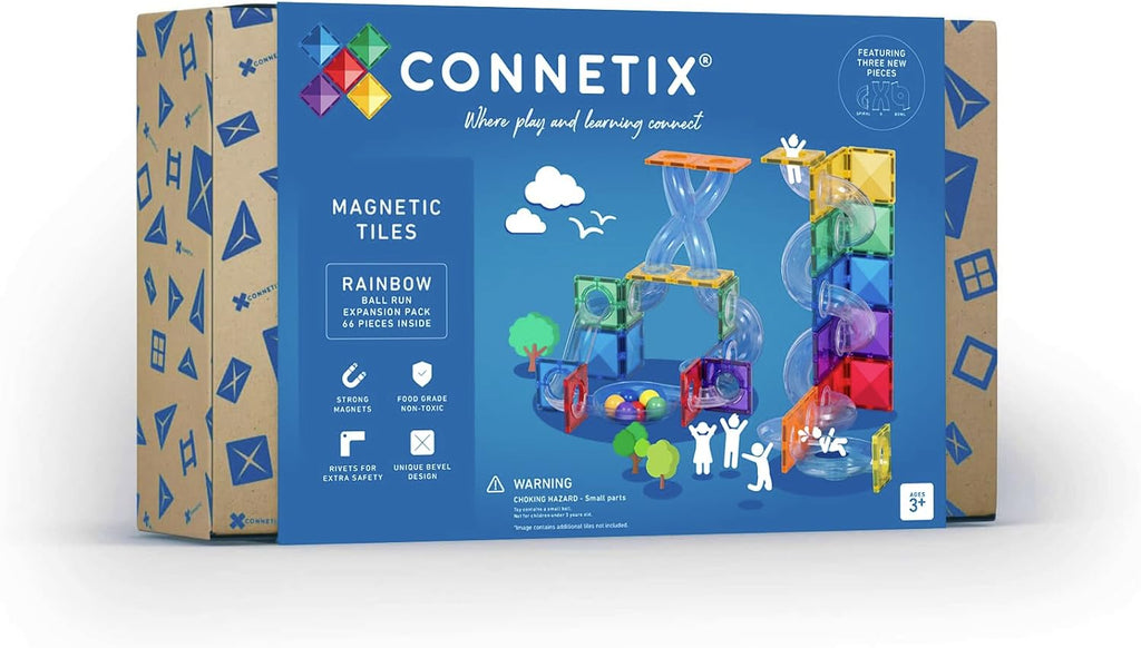 Magnetic Tiles Rainbow Ball Run Expansion Pack, 66 Pieces