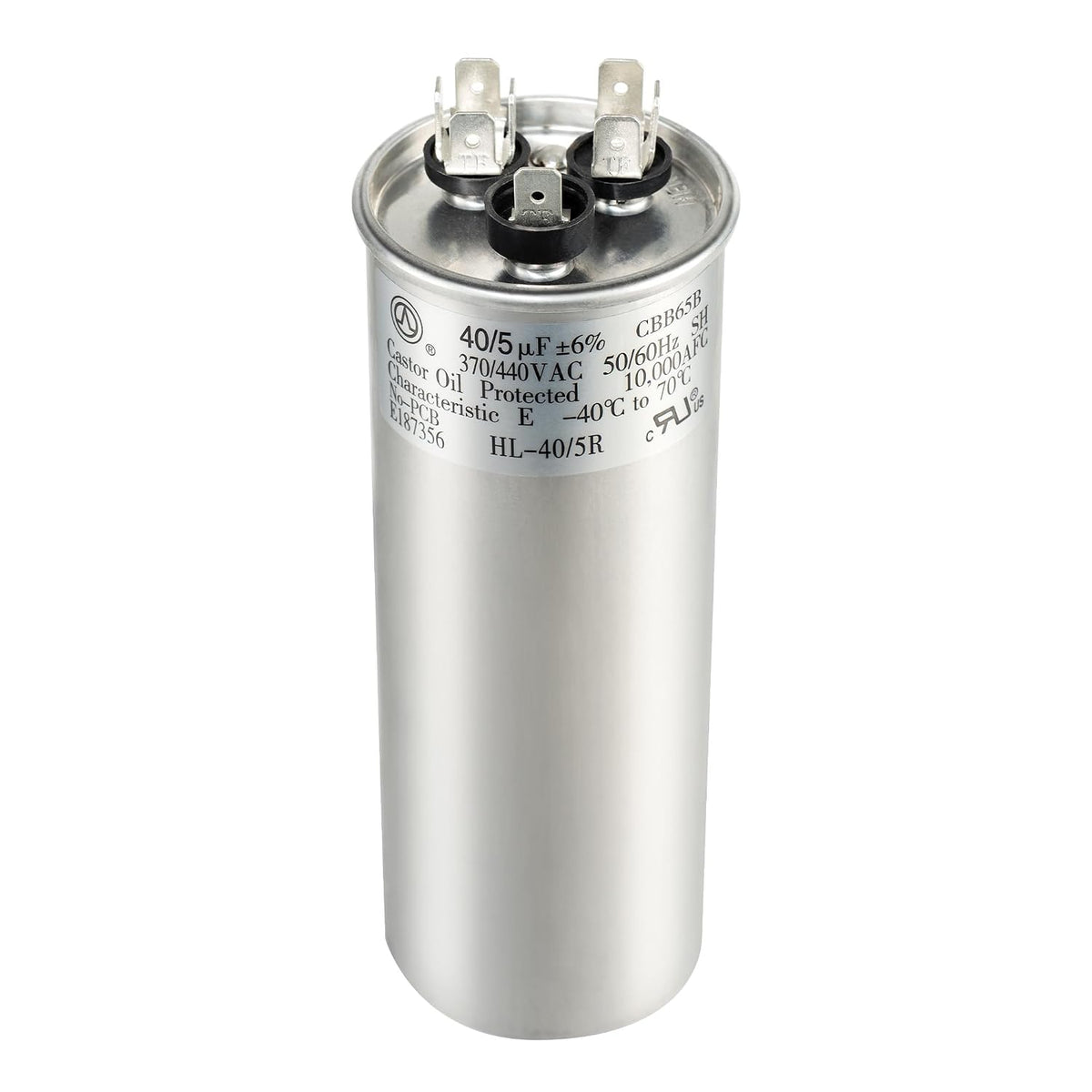 40+5 uF 40/5 MFD ±6% 370V/440VAC CBB65 Dual Run Circular Start Capacitor for Heat Pump Air Conditioner，Ten Years of Coverage