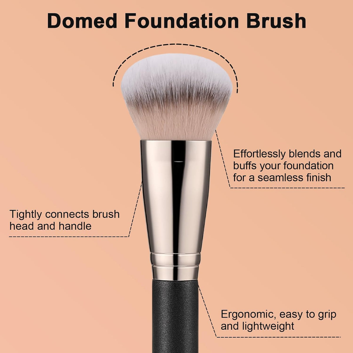 Domed Foundation Brush, Soft Dense Base Blending Stippling Brush
