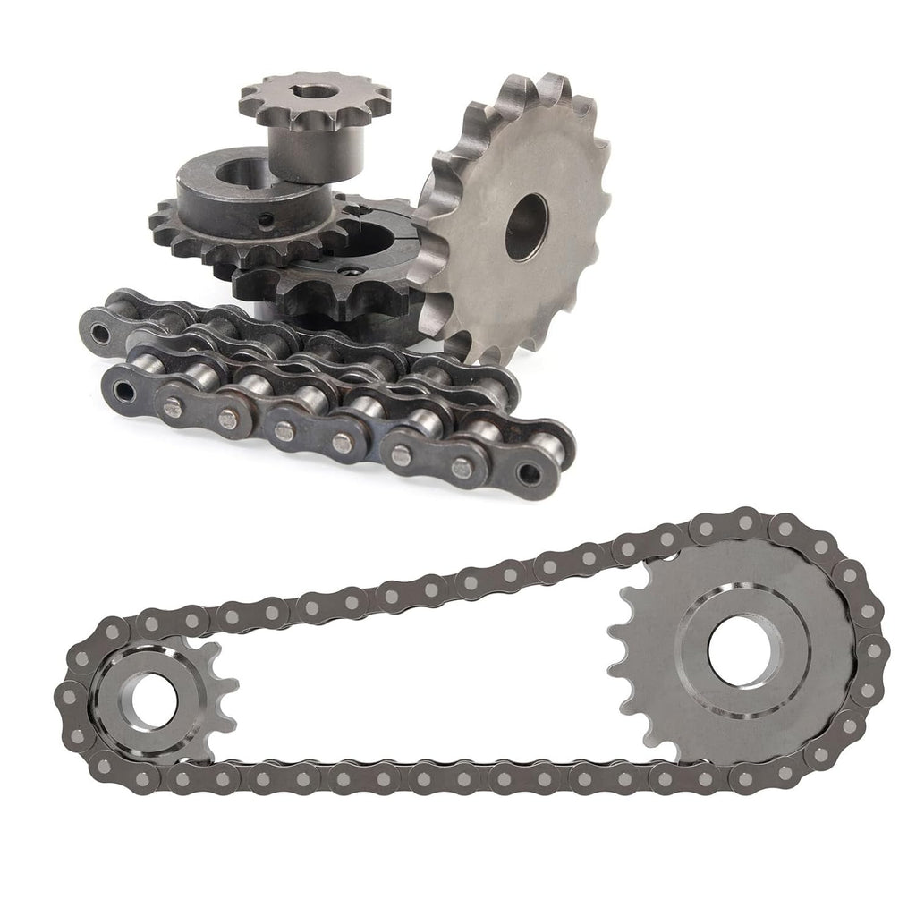 uxcell 2 Pcs #40 Chain Roller Sprocket 3/4" Bore, 10 Tooth C45 Carbon Steel ANSI #40 Roller Sprocket Round Hole with Set Screws for ISO 08A Chain