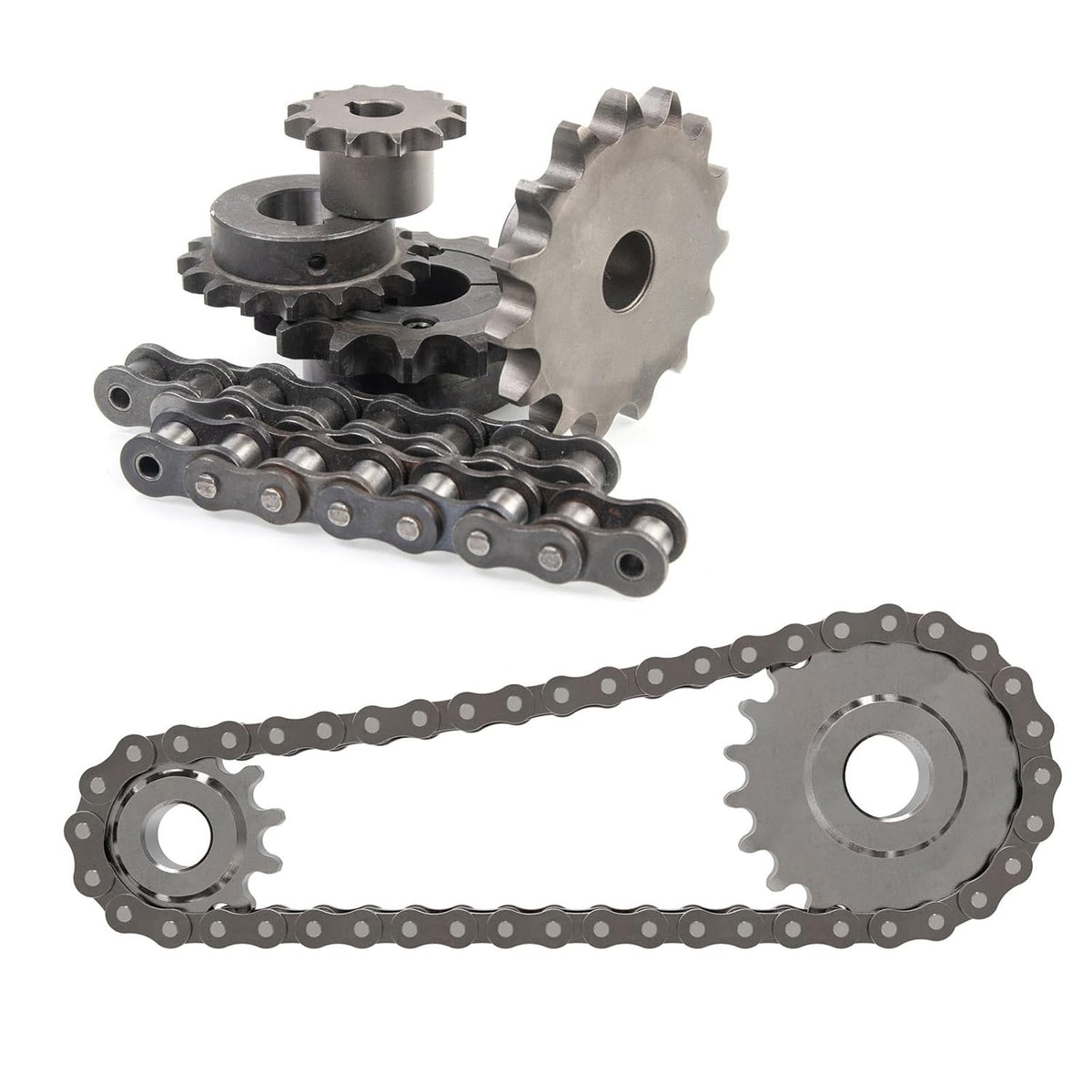 uxcell 2 Pcs #40 Chain Roller Sprocket 3/4" Bore, 10 Tooth C45 Carbon Steel ANSI #40 Roller Sprocket Round Hole with Set Screws for ISO 08A Chain
