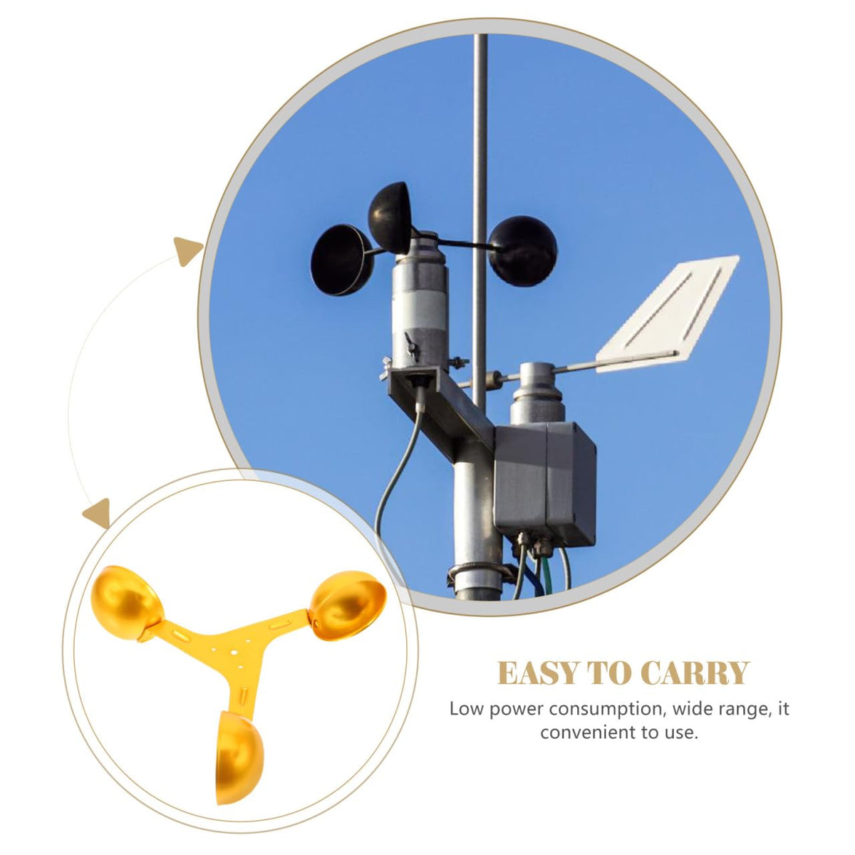 Wind Meter Sensor Replacement 3 Cup Aluminum Alloy Wind Speed