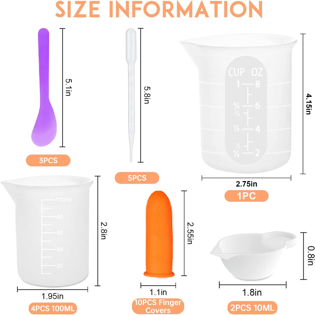 Silicone Resin Measuring Cups, 250&100ml Non-Stick Mixing Cups for Epoxy