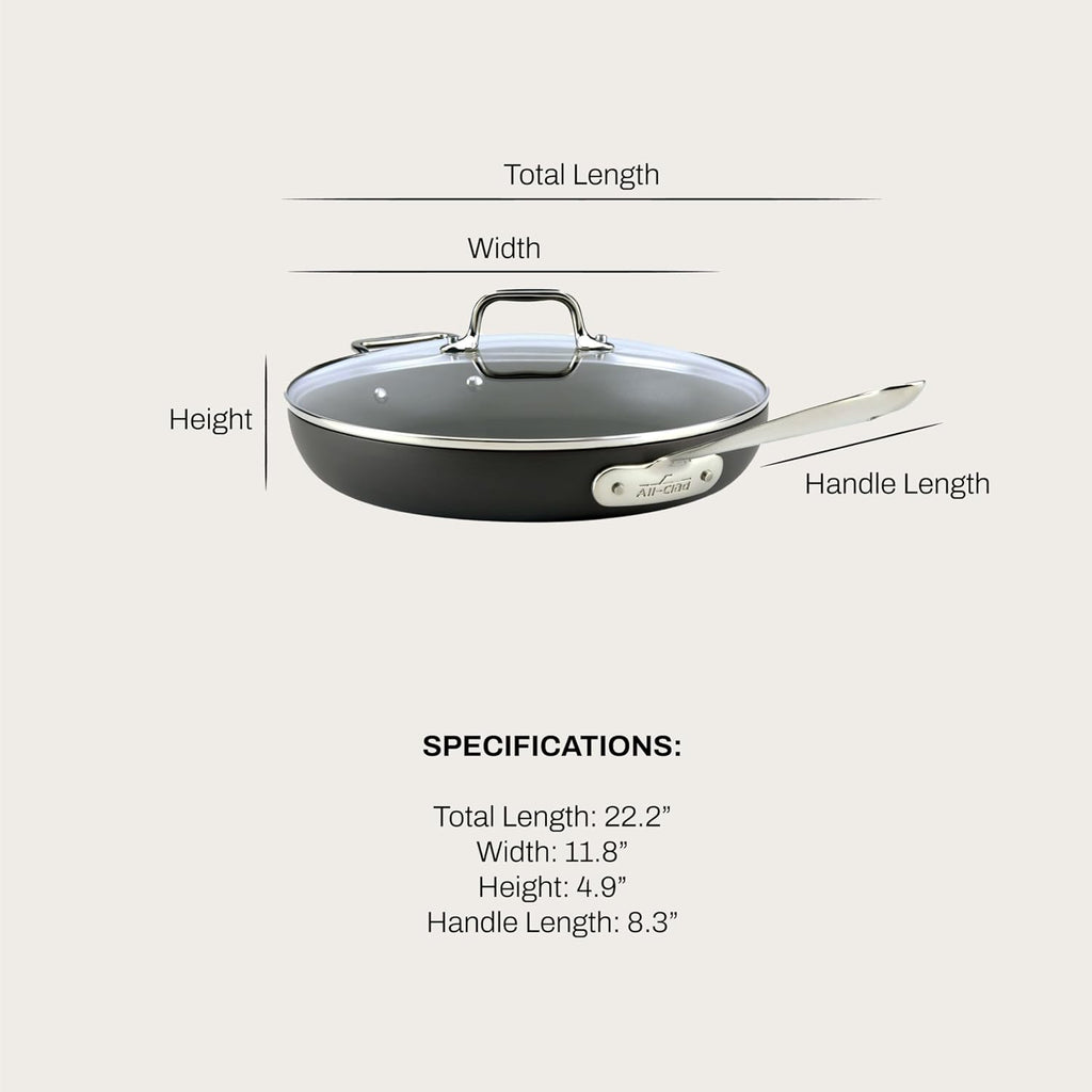 HA1 Nonstick 12" Fry Pan with Lid, Induction Ready