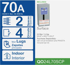 Square D - QO24L70SCP QO 70-Amp 2-Space 4-Circuit Indoor Main Lugs Load Center with Surface Mount Cover