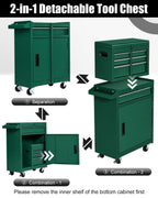4-Drawer Rolling Tool Chest, 2-in-1 Storage Toolbox, Army Green
