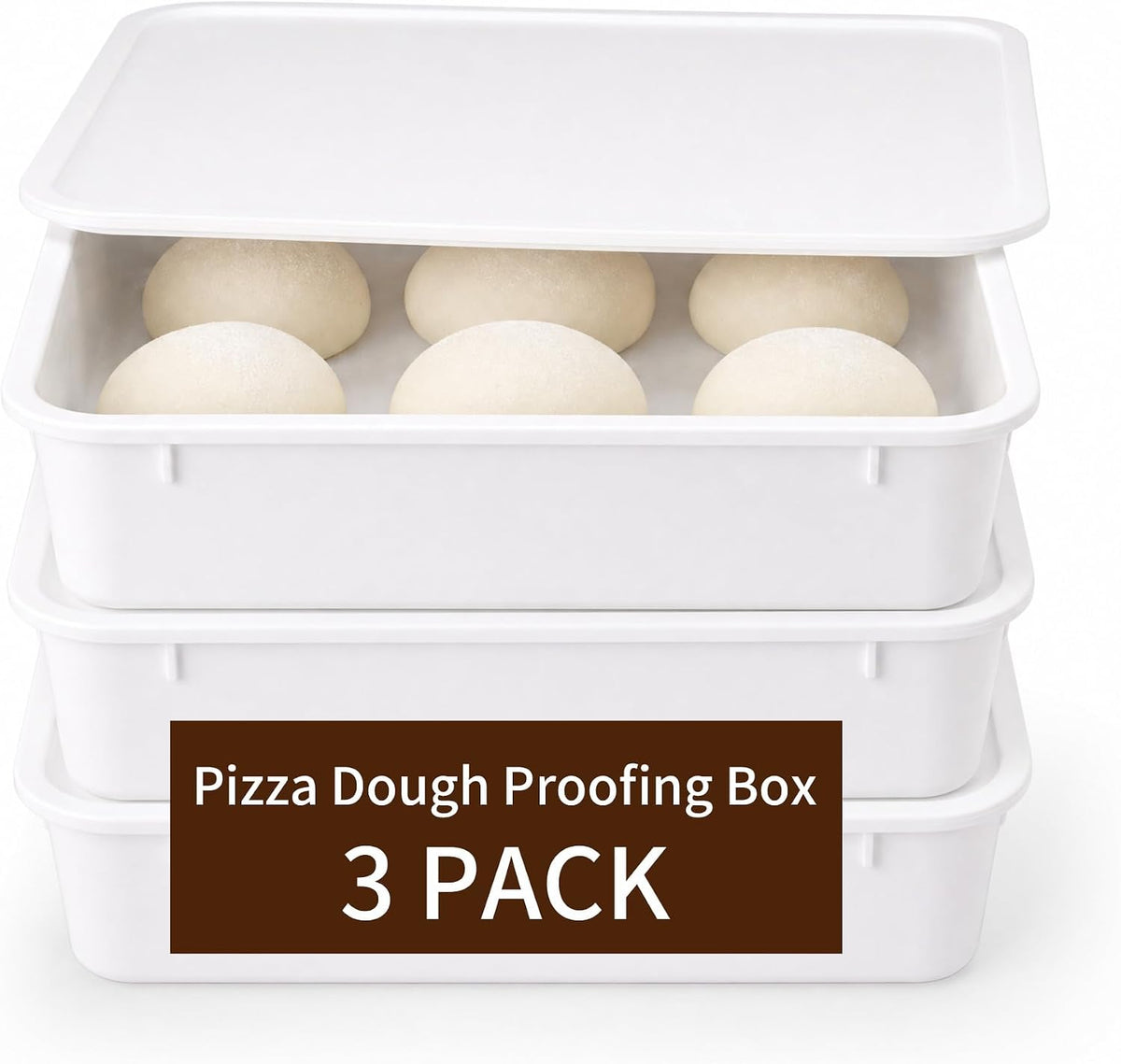 3-Pack Pizza Dough Proofing Box with Lids Dough Proofing Container