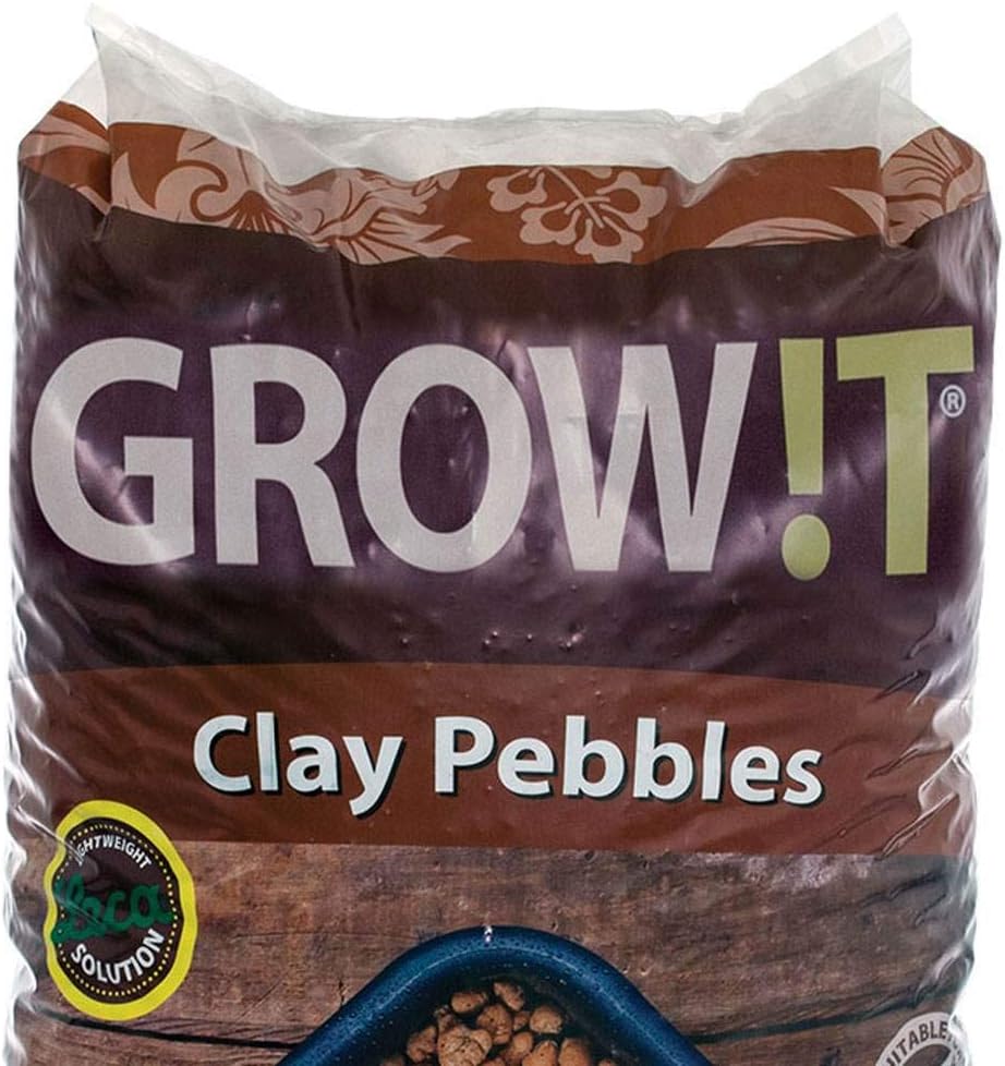 GROW!T GMC40l - 4mm-16mm Clay Pebbles, Brown, (40 Liter Bag) - Made from 100% Natural Clay, Can be used for Drainage