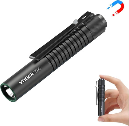 T1A Mini Pocket EDC Flashlight with Clip,1300 Lumen Compact AA Rechargeable LED Little Flashlights, Super Bright Tail