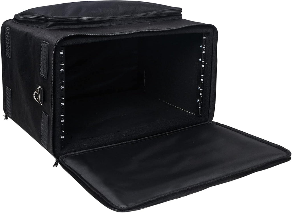 Portable 6U Rack Bag, Soft Rack Case with 14" Rackable Depth, Plywood Rack Frame, Shoulder Strap, Accessory Pocket
