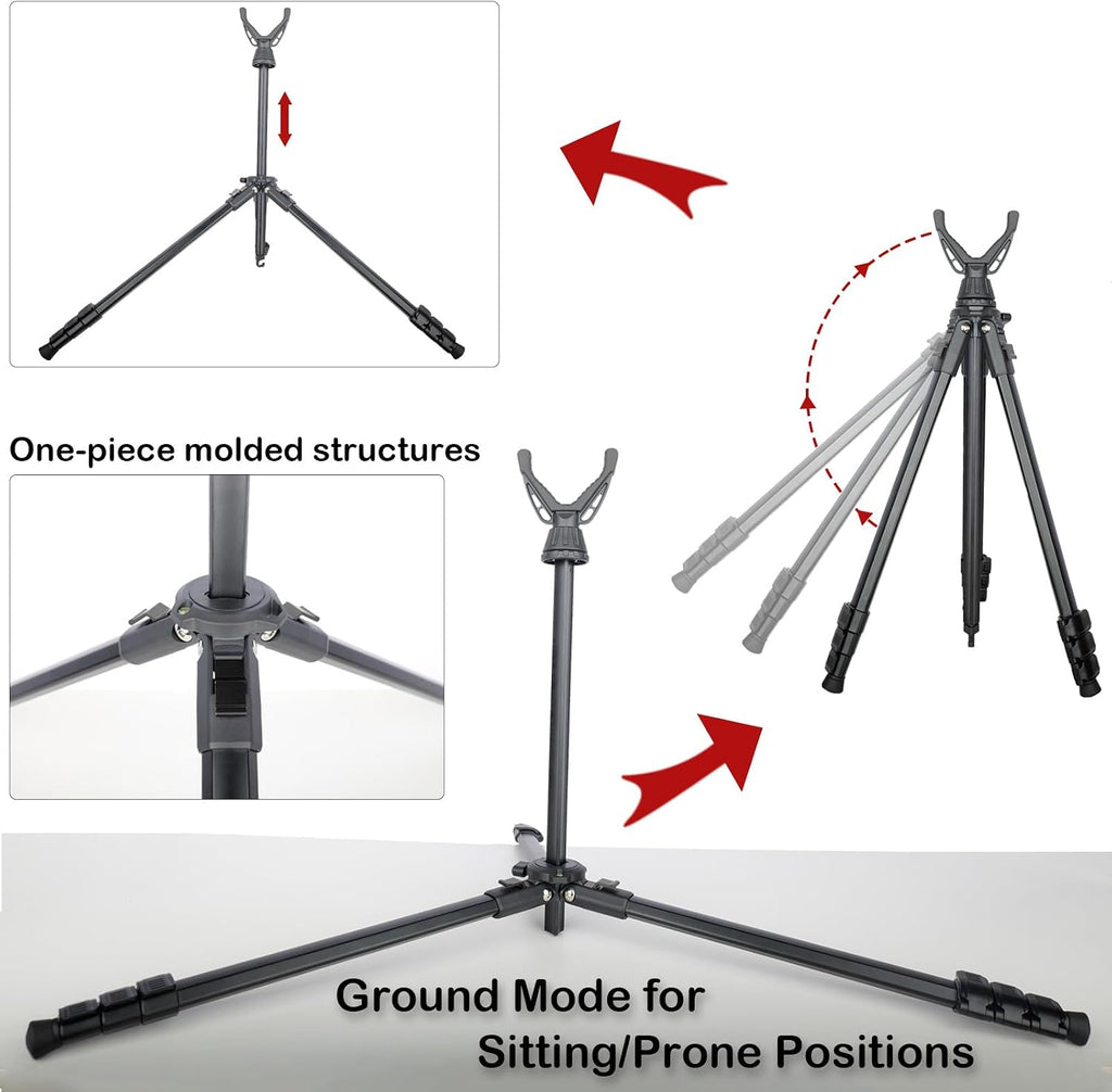 Lightweight Shooting Tripod for Rifles with 360° V-Yoke Rest,Adjustable Height Hunting Tripod Shooting Stick for