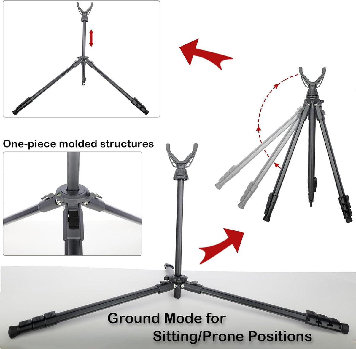 Lightweight Shooting Tripod for Rifles with 360° V-Yoke Rest,Adjustable Height Hunting Tripod Shooting Stick for
