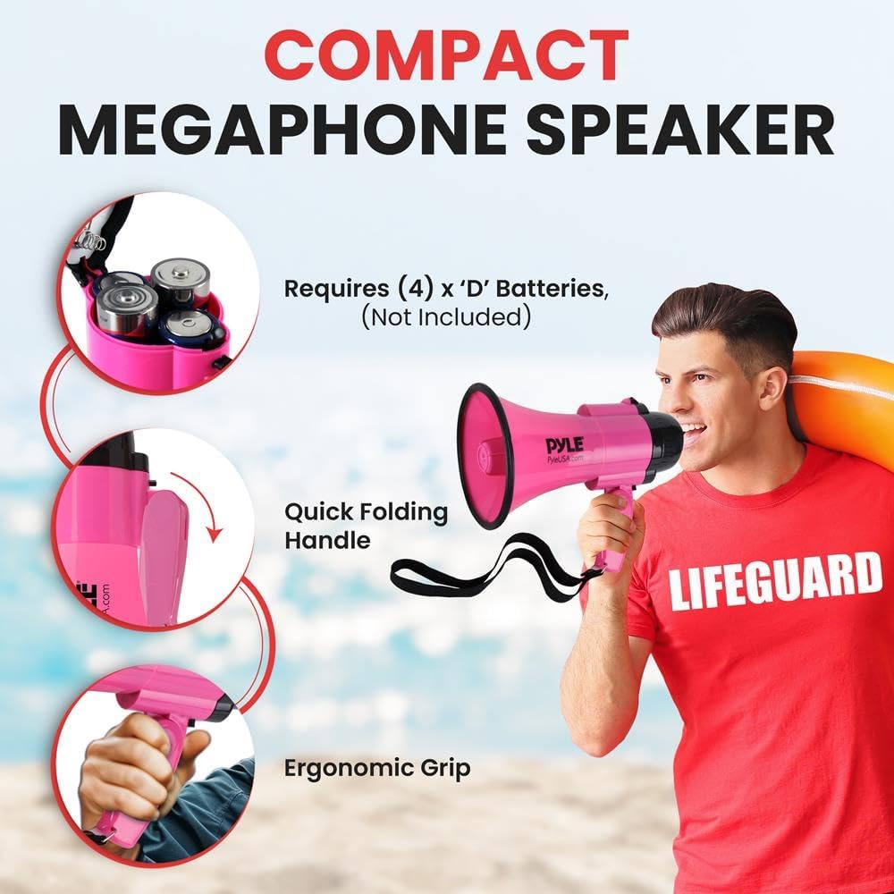 Portable Megaphone Speaker Siren Bullhorn - Compact, Battery Operated, 30W Power, Microphone, 2 Modes, PA Sound, 1200