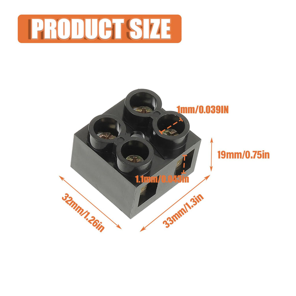 JAMHER 3PCS Dual Rows Terminal Block 500V 60A 2 Position Screw