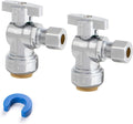 Angle Stop Valve, 1/2" PTC x 3/8" OD Compression, Toilet Water Shut Off Valve for PEX, Copper, CPVC Pipe