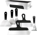 Drywall Tools Set, 7 PCS Stainless Steel Drywall knives with 12” Mud Pan | Complete Putty Knife Set - 2” 3” 4” 6“ 10”