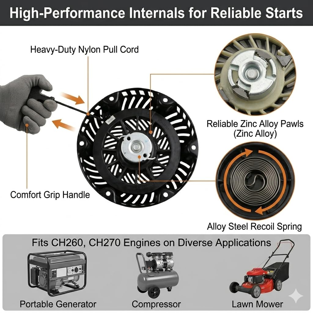 1716502S Recoil Starter Compatible with Kohler CH270 CH260 Engines