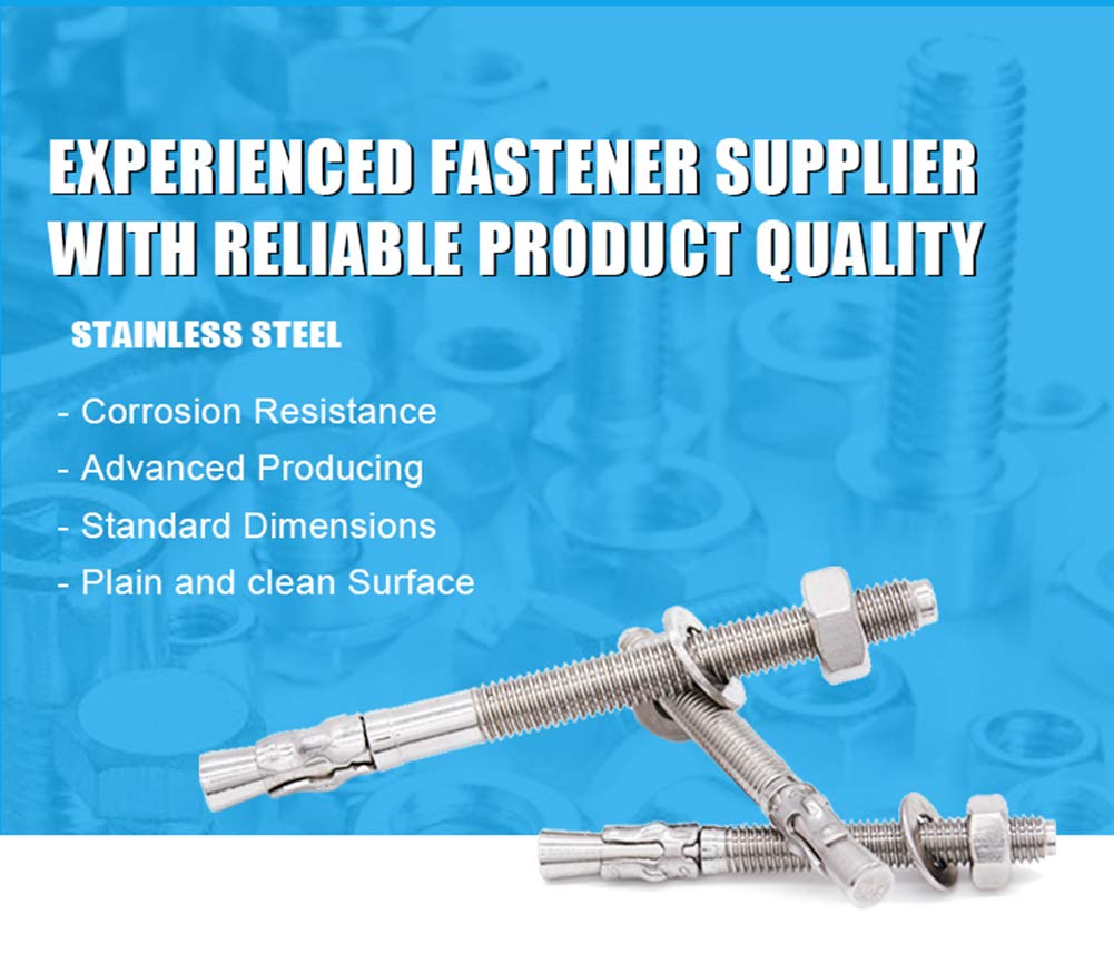3/8" X 2-1/4" Concrete Anchor, 304 Stainless Wedge Anchor with Excellent Anti-Rust Performance, 304(18-8) Stainless