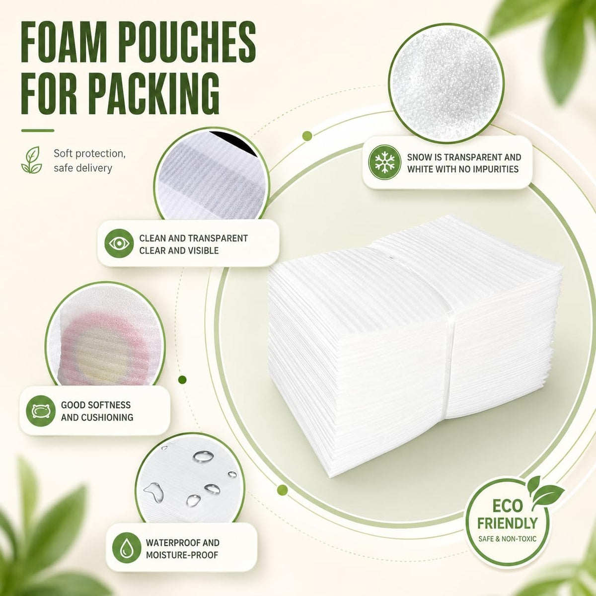 Packing Foam Pouches 1/24'' thickness 6 x8IN,50 Pack