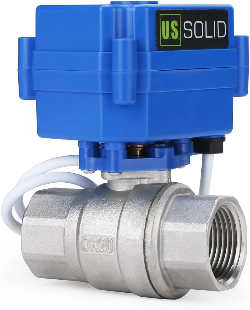 U.S. Solid Motorized Ball Valve- 3/4" NSF Certified 304SS Ball Valve with Full Port, 9-24V AC/DC and 2 Wire Auto Return Setup