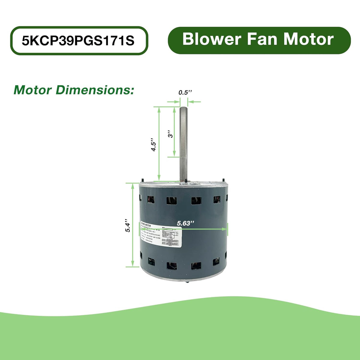 5KCP39PGS171S Blower Fan Motor 3/4HP 115V 8.35A 1075RPM 4-Speeds
