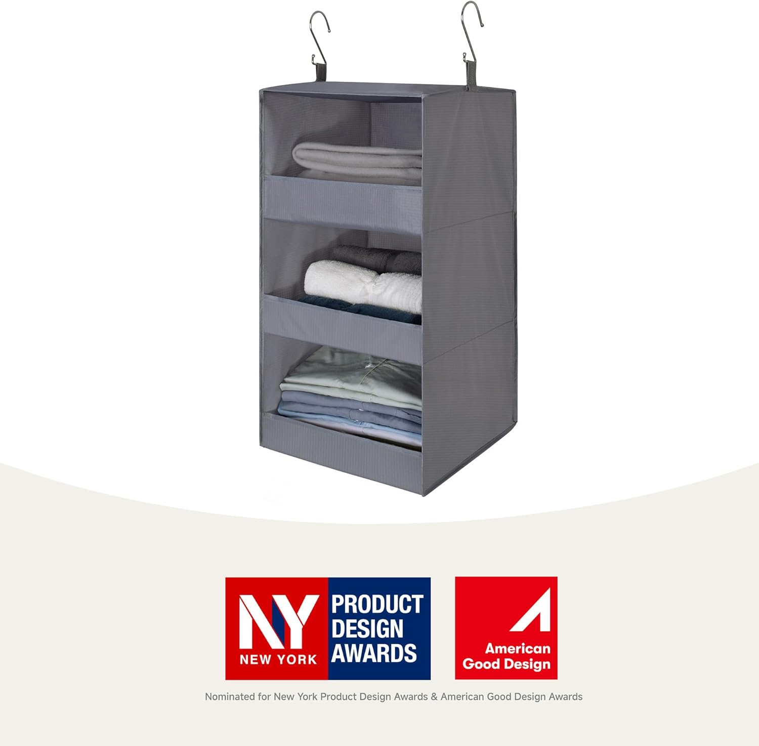3-Shelf Hanging Closet Organizer and Storage, Collapsible Hanging Closet Shelves, Hanging Organizer for Closet & RV