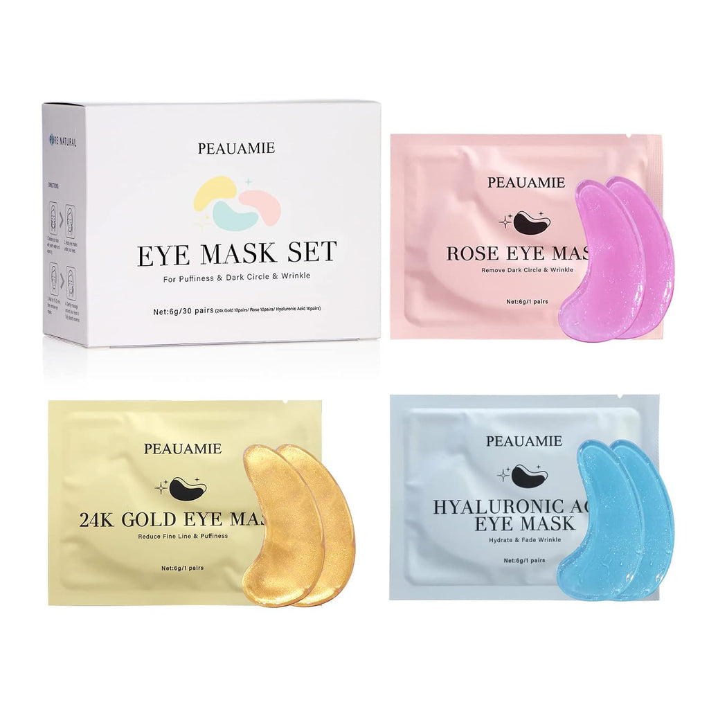 Under Eye Patches Gold and Hyaluronic Acid for puffy eyes,Rose Eye Masks for Dark Circles and Puffiness skin care