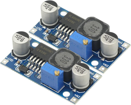2Pcs 4A XL6009 Boost Converter Step Up Adjustable 15W DC 3-32V to 5-35V DC-DC Power Supply Module