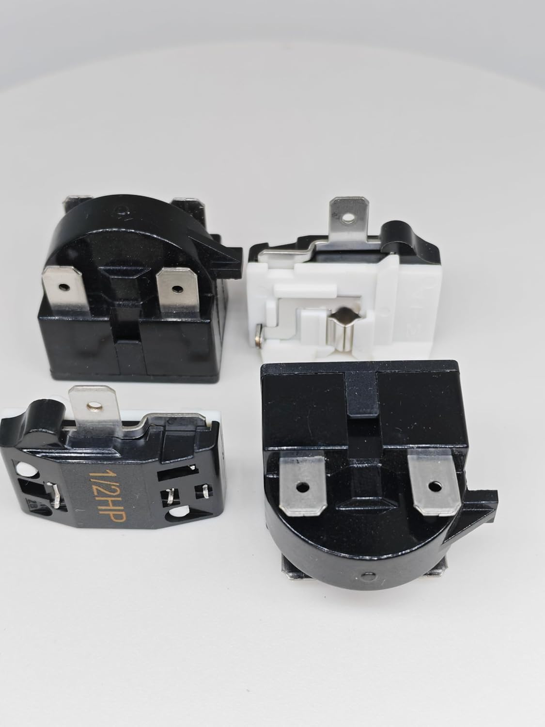 (2 Pieces in) Refrigerator PTC Starter Relay, 4-Pin, 4.7ohm and 1 Set 1/2hp Refrigerator Overload Protector
