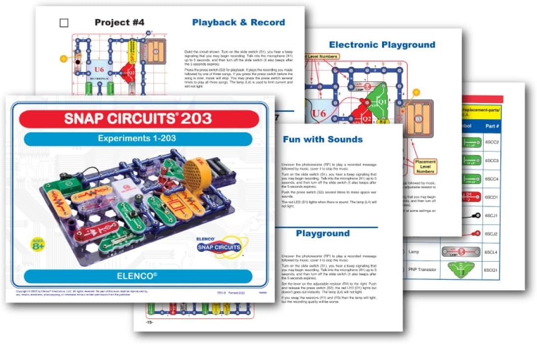 203 Electronics Exploration Kit | Over 200 STEM Projects | Full Color Project Manual | 42 Snap Modules | Unlimited Fun
