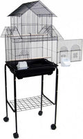 5844 3/8" Bar Spacing Pagoda Bird Cage with Stand, 18" x 14"/Small, Black