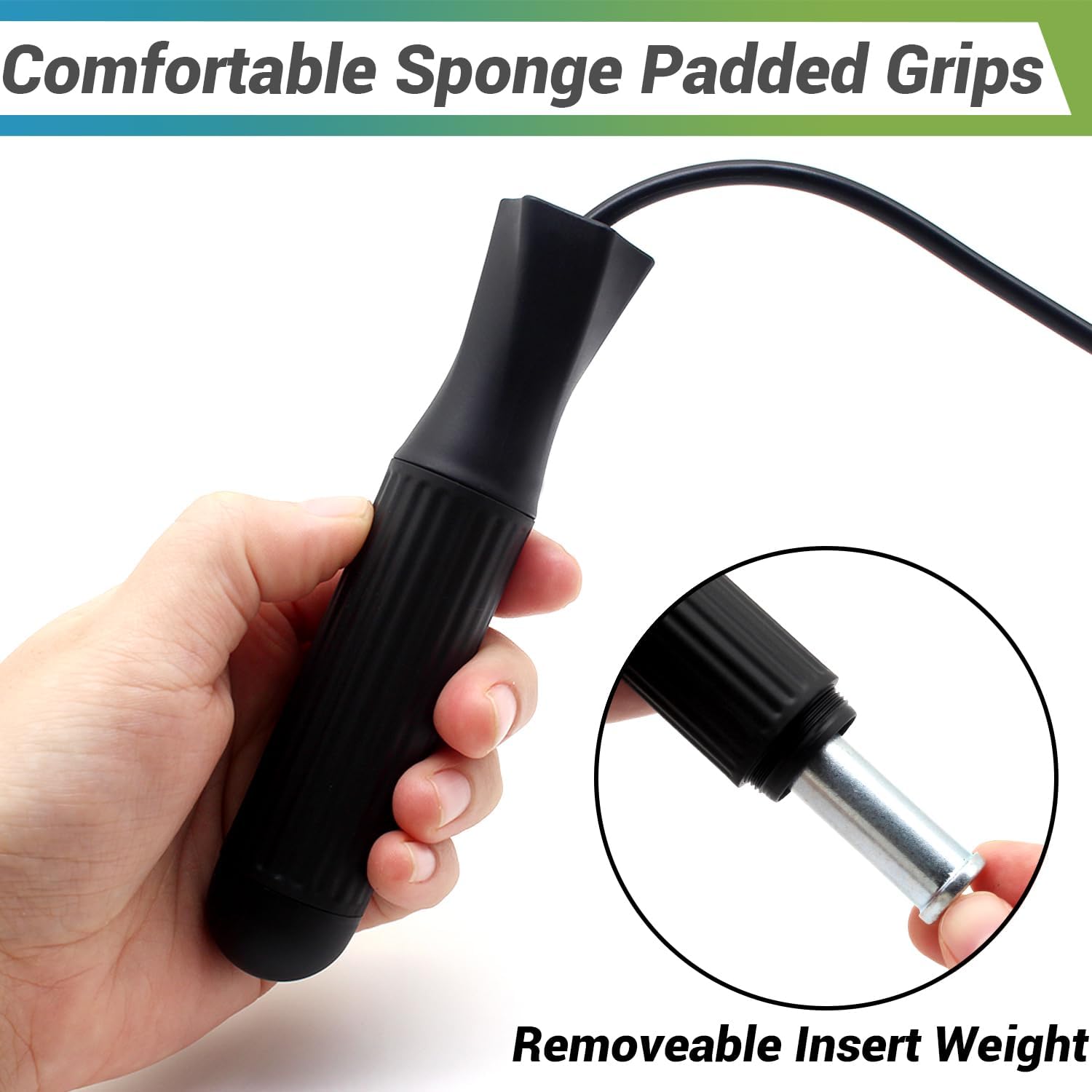 Ropeless Jump Rope Speed Skipping Rope Cordless with 180g Removable Weights for Double Unders, Exercise, WOD, Boxing
