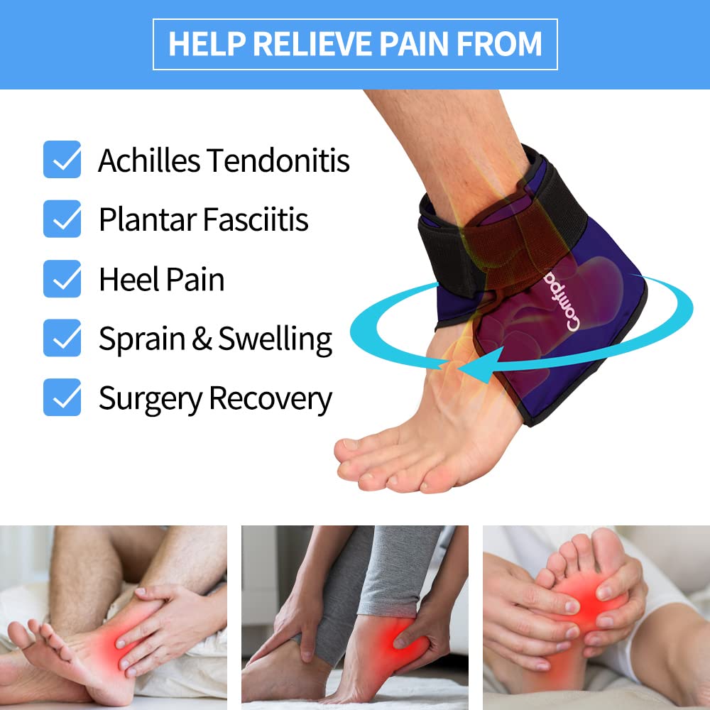 Ankle Ice Pack Wrap Heel Ice Pack for Pain Relief, Hot Cold Therapy Cold Pack for Plantar Fasciitis, Achilles