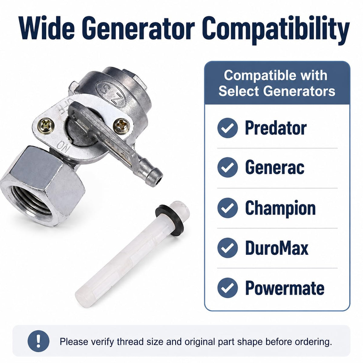 Hoypeyfiy 16mm x 1.5mm Generator Fuel Shut Off Valve, Gas Tank Petcock Fuel Switch Replacement Compatible with Predator, Generac, Champion, DuroMax, Powermate Portable Gasoline Generators