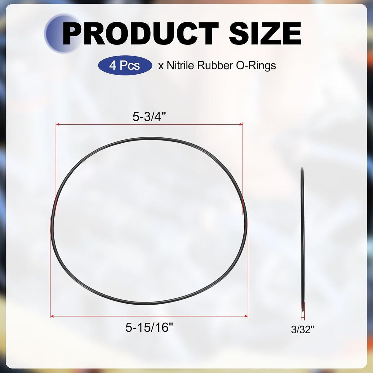 uxcell AS-162 Nitrile Rubber O-Rings 5-3/4"x5-15/16 x3/32 (IDxODxW) 4Pcs