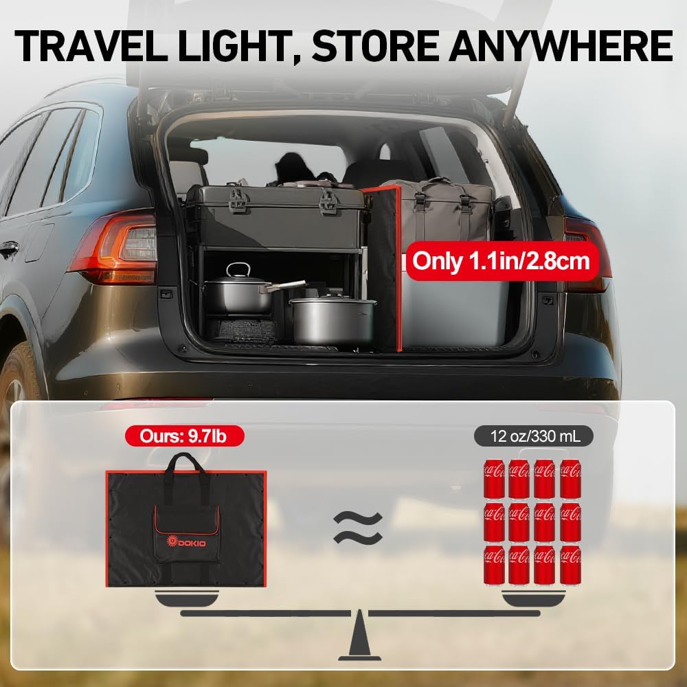 200W Portable Foldable Solar Panel Kit with Charge Controller | Folds to 20 x 26.4 in and weighs 9.7 lb; USB ports;