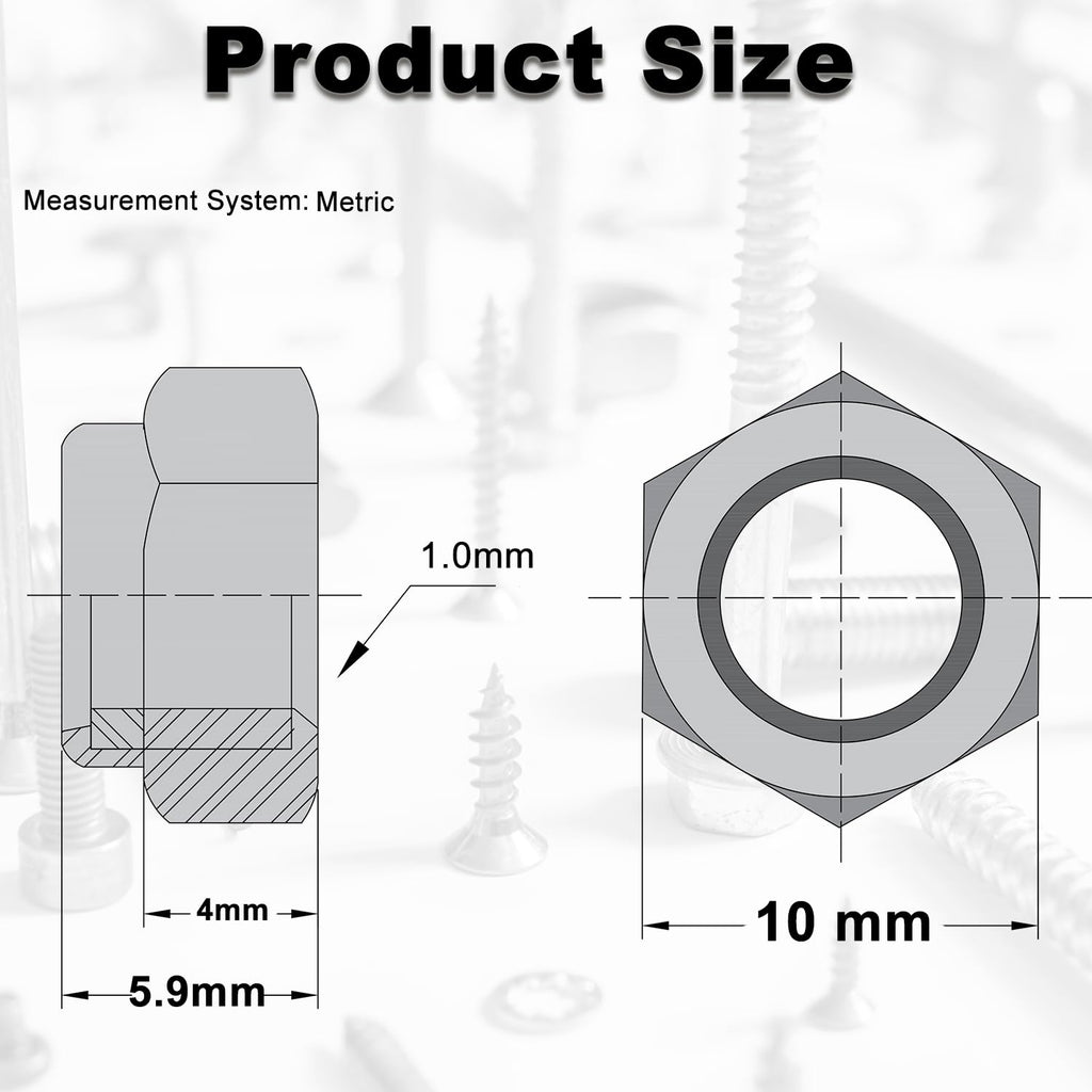 M6 Locknuts Nylon Inserted Hex Lock Nuts for Patio Furniture M6 Bolts