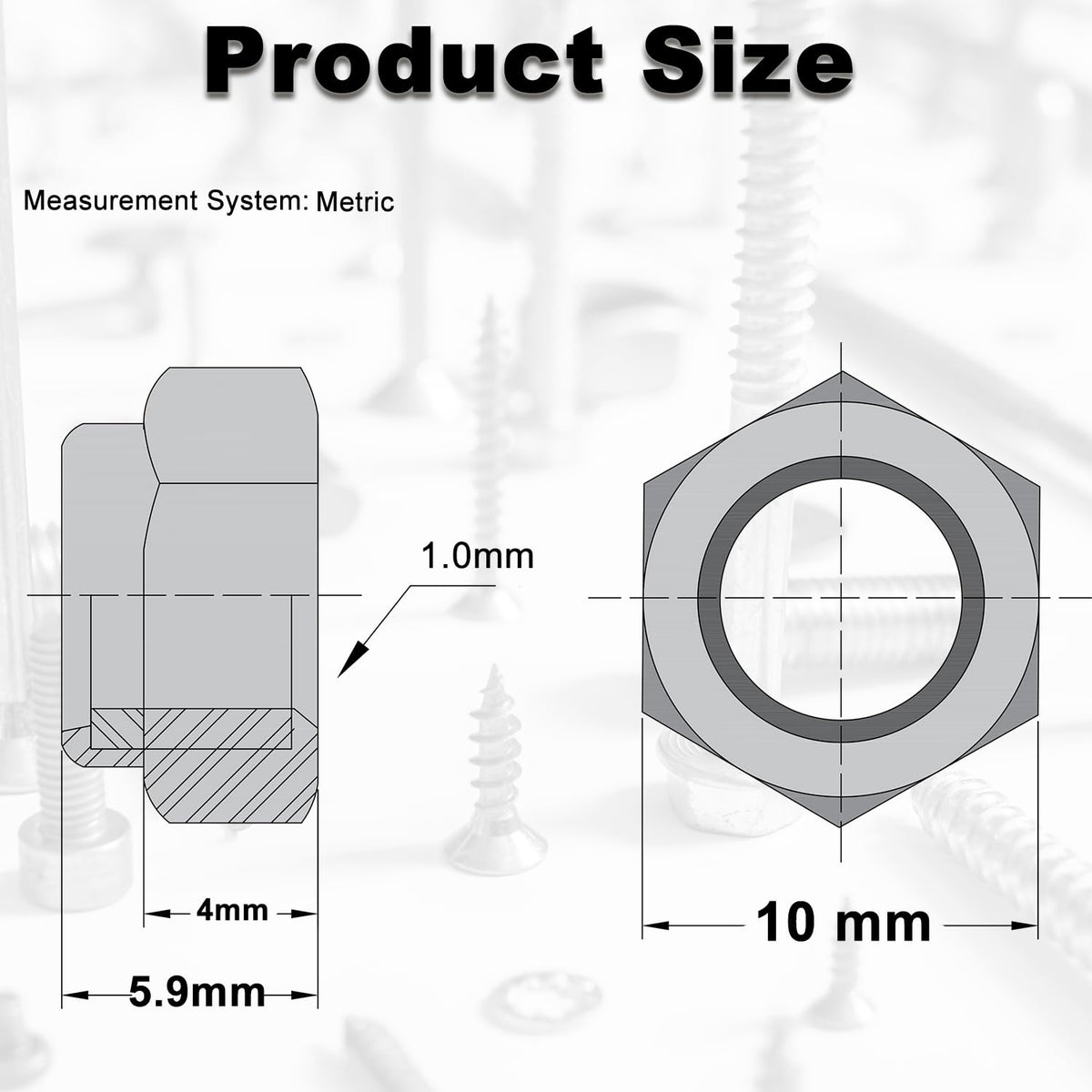 M6 Locknuts Nylon Inserted Hex Lock Nuts for Patio Furniture M6 Bolts