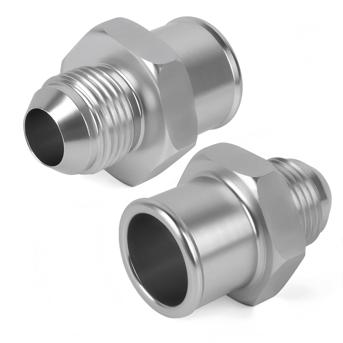 Pair SBC 10AN Valve Cover Adapter Fittings for Push-In Grommet (Silver)