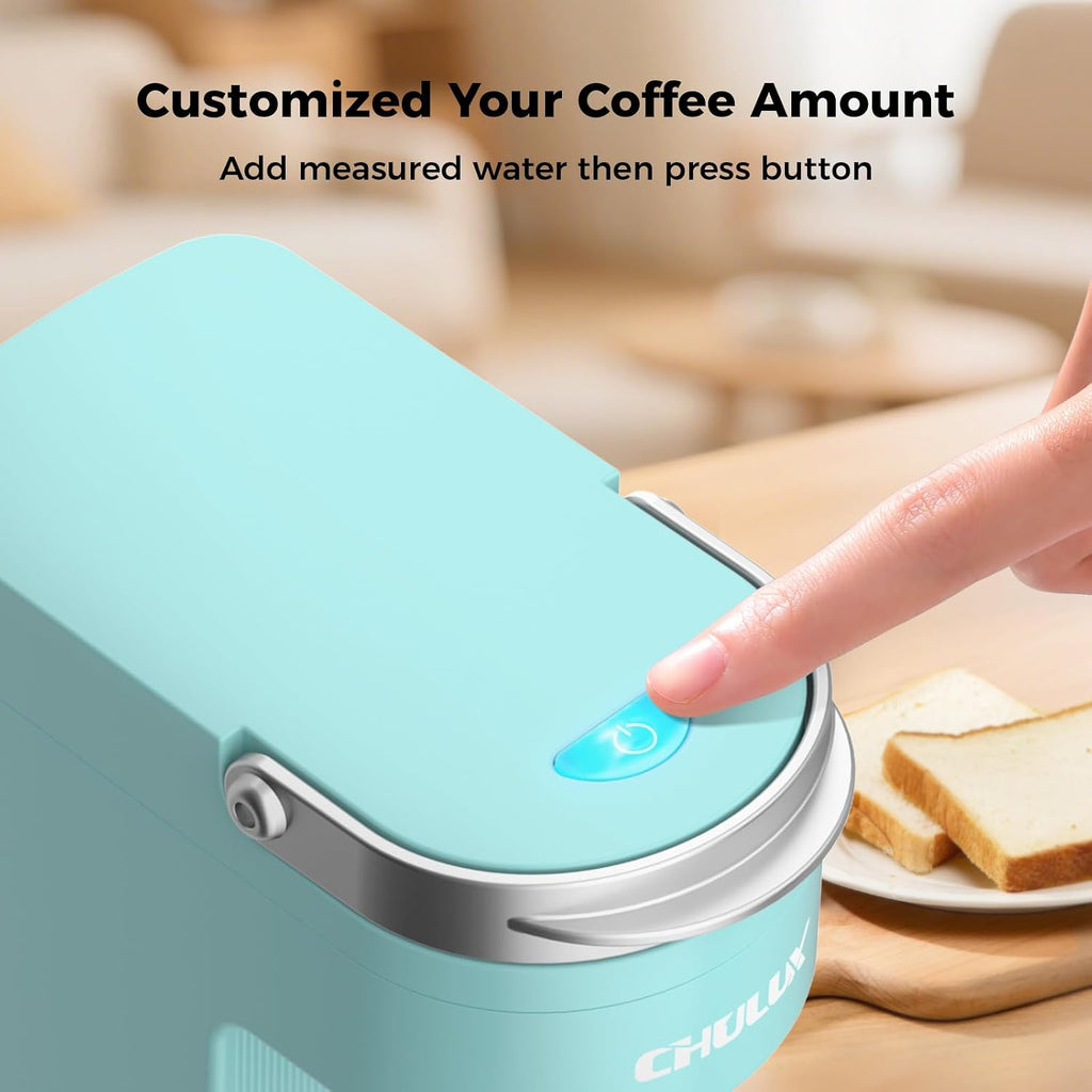 Slim Single Serve Coffee Maker, Lightweight Pod Coffee Machine, Cyan | Fast-Heating Boiler System, 4-Hole Needle for
