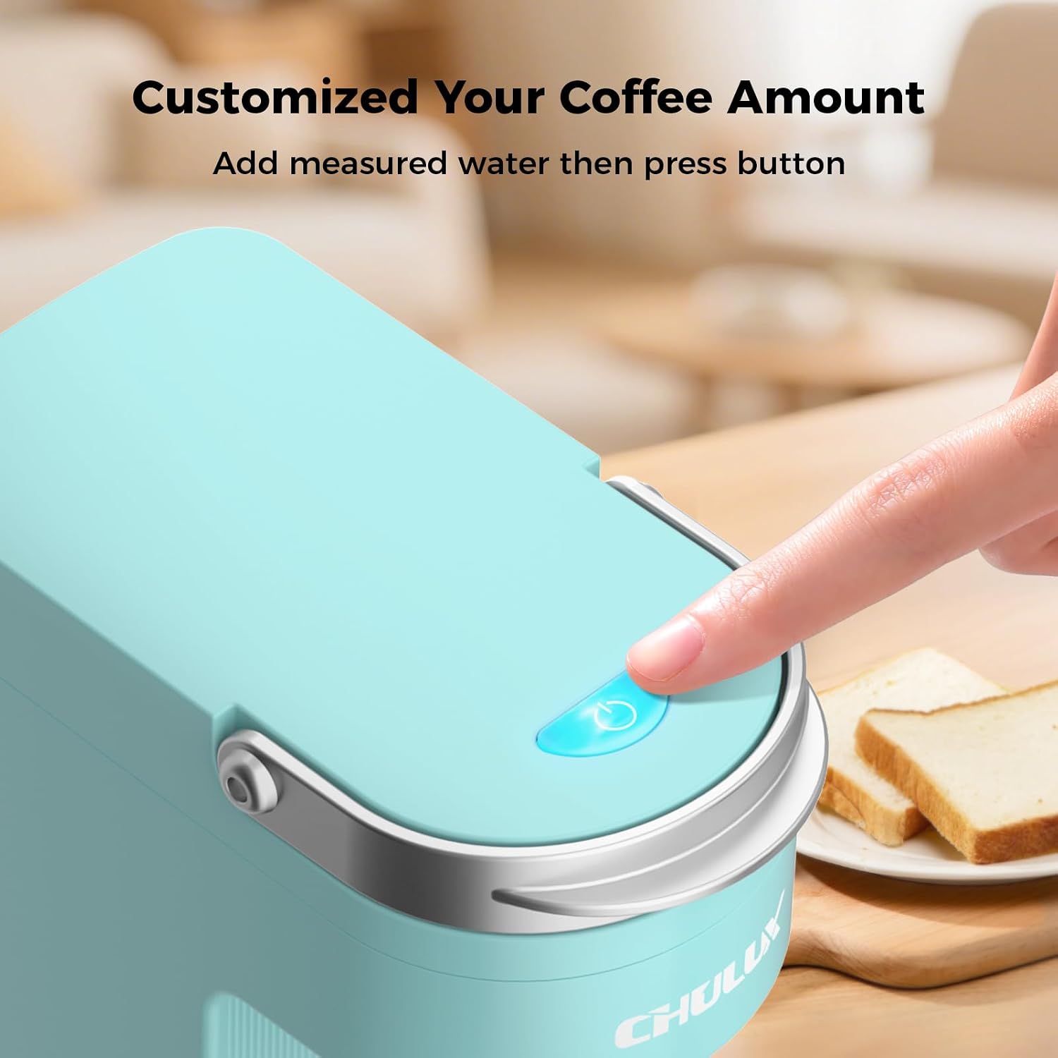 Slim Single Serve Coffee Maker, Lightweight Pod Coffee Machine, Cyan | Fast-Heating Boiler System, 4-Hole Needle for