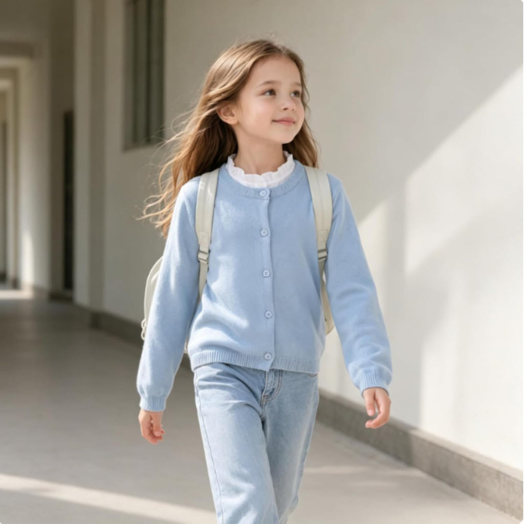 Girls Cardigan Sweater 2026 Fall Kids School Uniforms Cotton Button Down Toddler Sweaters Tops Winter Warm Jacket