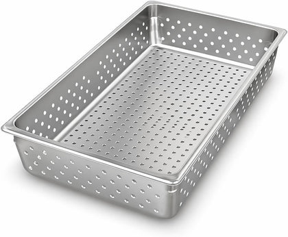 Full Size 4-Inch Deep Perforated Steam Table Pan, 22 Gauge Stainless Steel, NSF Listed, Anti-Jam Design, Made in USA