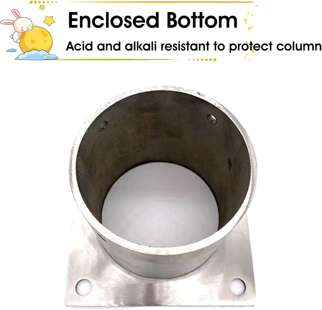 Post Anchors for Ground - Round Base Flange for Fence & Light Posts - Heavy-Duty Concrete Mounting Solution