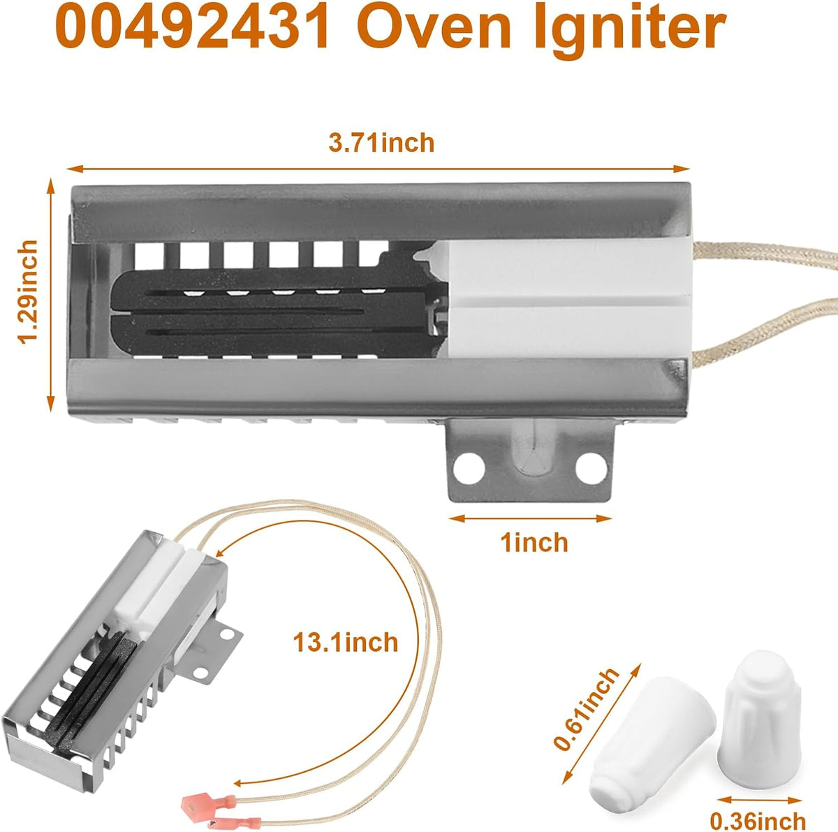 00492431 00487383 Gas Range Oven Igniter Replacement for Bosch Thermador Stove Replaces SGR2431 AP3674290 00610098 1107469 20-01-500 487383 492431 610098 AH3472541 EA3472541 PS3472541 PS8722793
