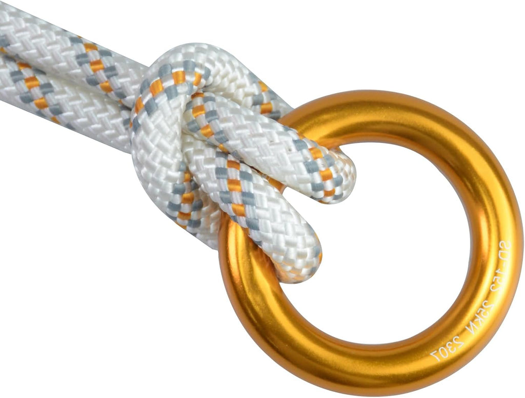25kN Aluminum Rappel Ring, Perfect Tension O-Ring, Connection Ring for Rock Climbing, Arborist, Gold/Blue