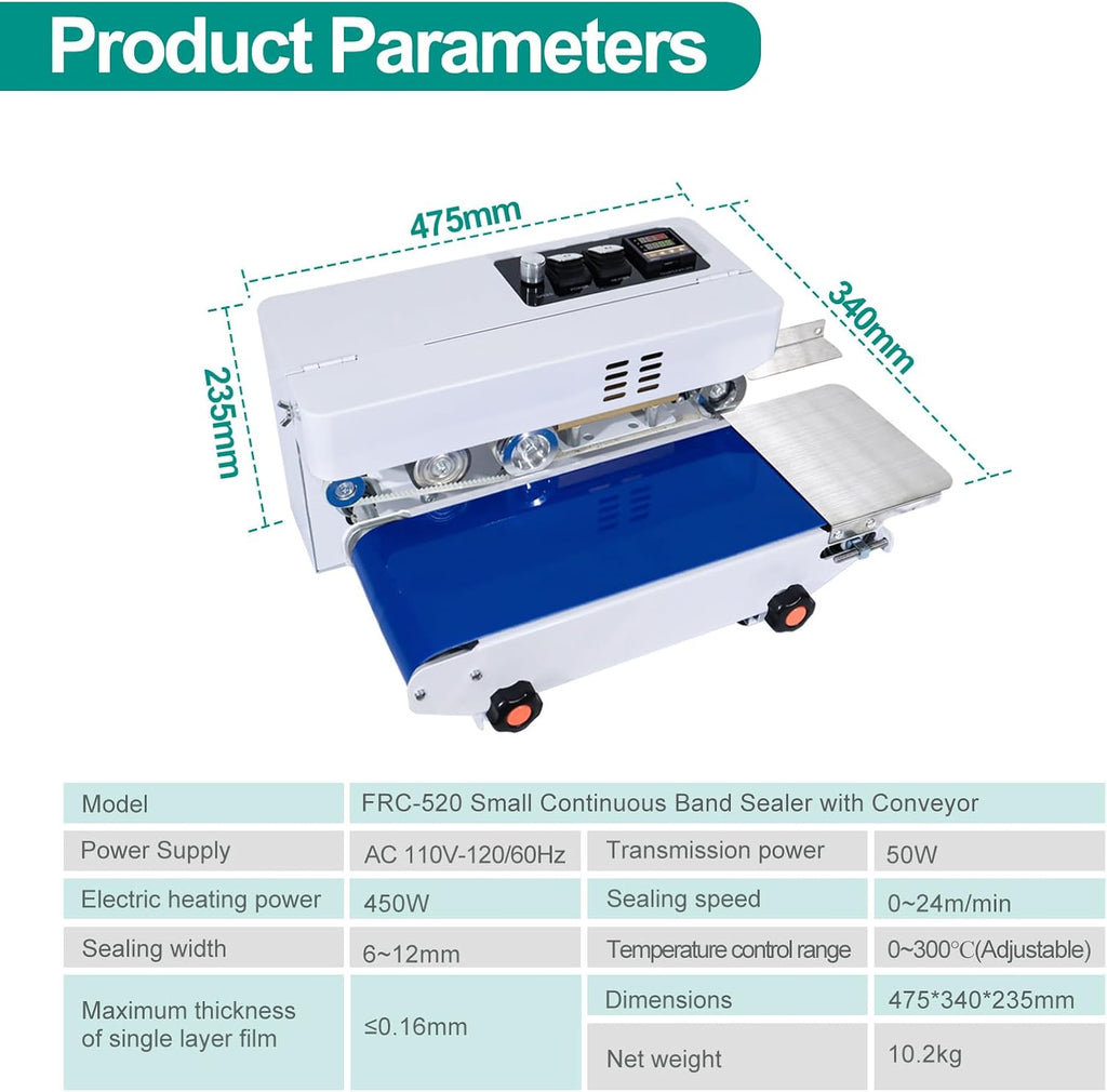 Digital Heat Sealer, Adjustable Temp & Speed Commercial Bag Sealer Machine
